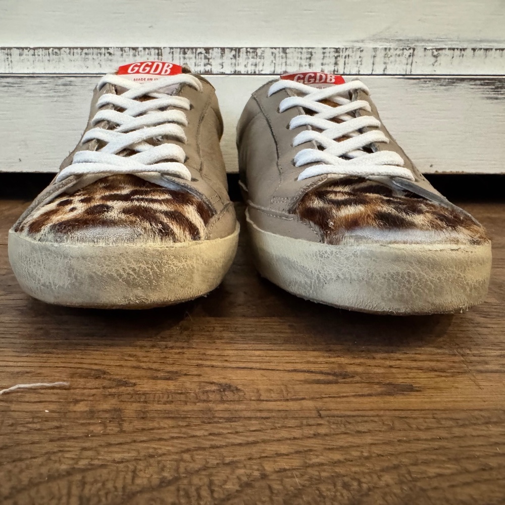Golden Goose Superstar Tan Leopard Leather Sneakers Women's Size 39 - Picture 3 of 13